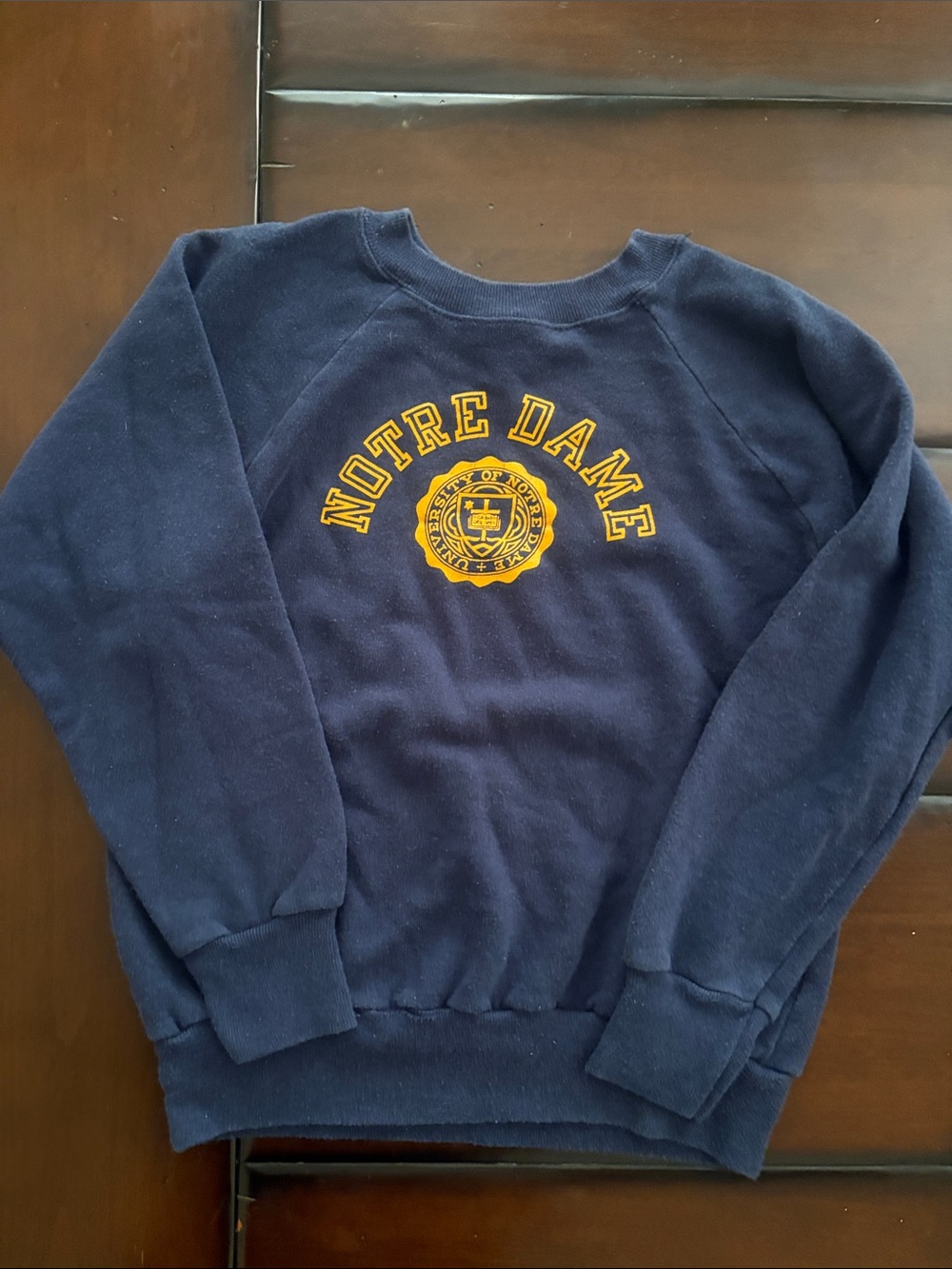 Vintage Youth Notre Dame Navy Crewneck Sweatshirt with Gold Crest